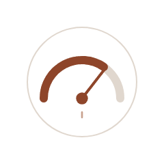 Geometric mark for the Security Maturity Snapshot: a semicircular gauge with the needle reading part way up the scale.
