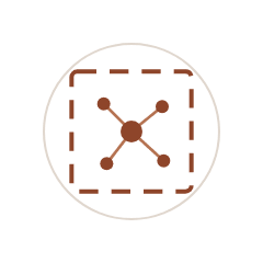 Geometric mark for AI Governance: a connected network of nodes held inside a dashed boundary.